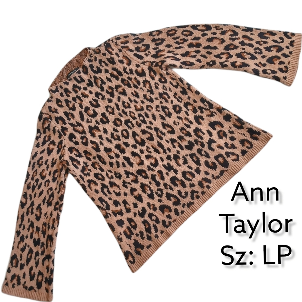 Ann Taylor Size LP(Large petite) Leopard Print Long Sleeve Warm Pullover Sweater